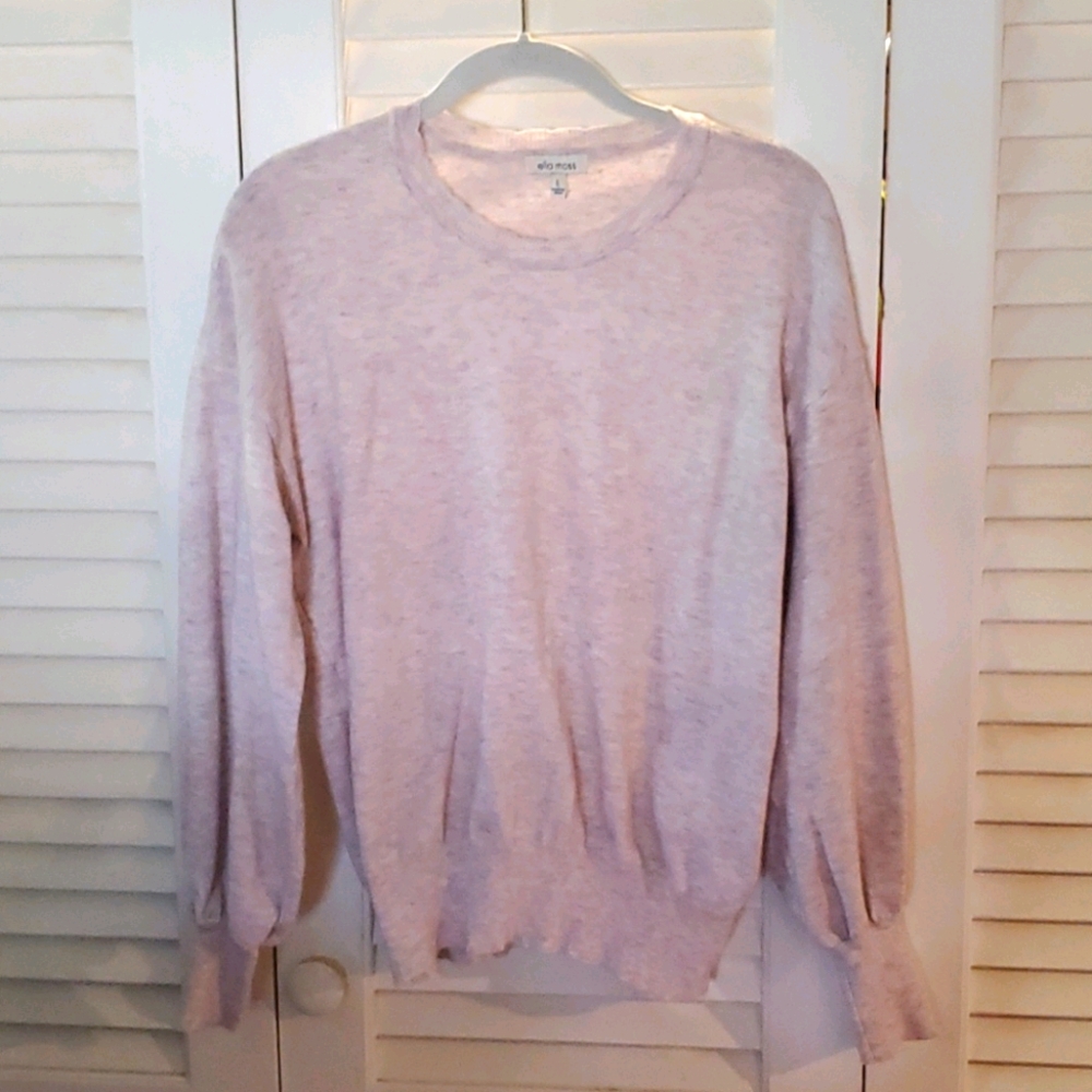 Pink heathered light weight bubble sleeve sweater